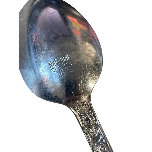 Set Of 5 Rose & Leaf National Stainless Japan ICE TEA Teaspoons - Picture 5 of 6